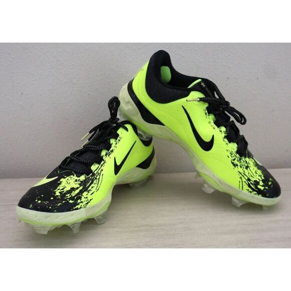 Nike FV6096-001 Men 12 Black/Lime Alpha Huarache Elite 4 Low MCS Baseball Cleats - Picture 1 of 9